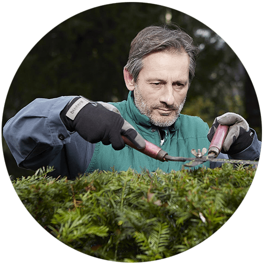 Visuel d'un jardinier concentré sur son travail